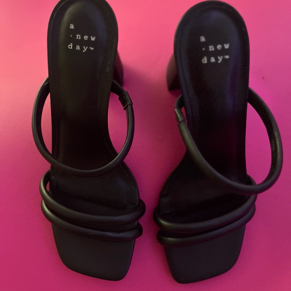 A New Day Black Strappy Heels